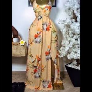 Vibrant Floral V-Neck Maxi Dress. NWOT